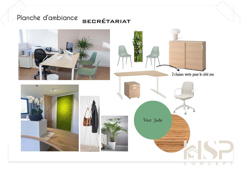 planche d'ambiance pour la décoration intérieureun cabinet de gynécologie réalisée par la décoratrice d'intérieure Perrine Petiau à Valenciennes