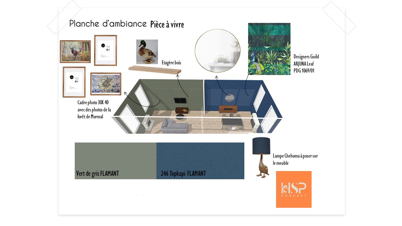 planche d'ambiance réalisée par HSP-Concept pour le salon à marcq en baroeul